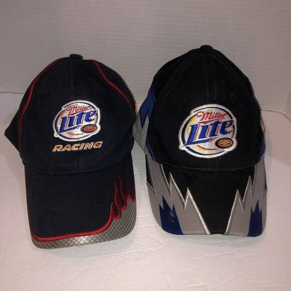 VTG Set of 2 Rusty Wallace #2 Miller Lite Racing Adjustable Hat Cap NASCAR Blue - Picture 8 of 16